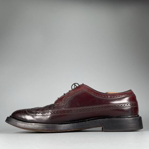 Florsheim Imperial 93605 Men’s 9.5 C Burgundy Shell Cordovan Longwing Wingtip - Picture 7 of 9